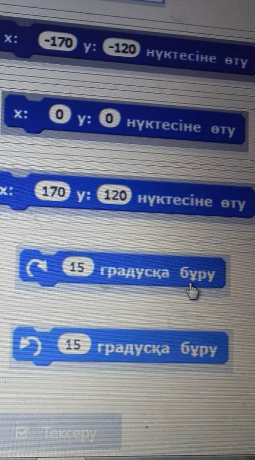 Багдарламанын орындалу нәтижесін зерттеп, спрайтты сахнада козгалтуга болатын блокты аныкта ​