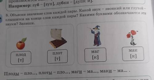 объясни значение слов каждой пары какой звук звонкий или глухой слышится в конце слов каждой пары ка