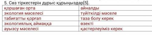 Составьте правильно фразы қоршаған орта, экология мәселесі, табиғатты қорғап, экологиялық аймаққа, а