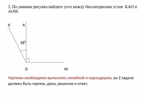 2. По данным рисунка найдите угол между биссектрисами углов КАО и АОМ.​