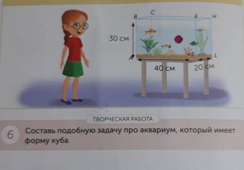 ТВОРЧЕСКАЯ РАБОТАСоставь подобную задачу про аквариум, который имеетформу куба.​