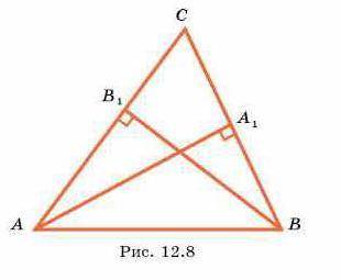 Докажите, что если АА1 и ВВ1 - высоты треугольника АВС, то угол А1АС равен углу В1ВМ (рис. 12.8)