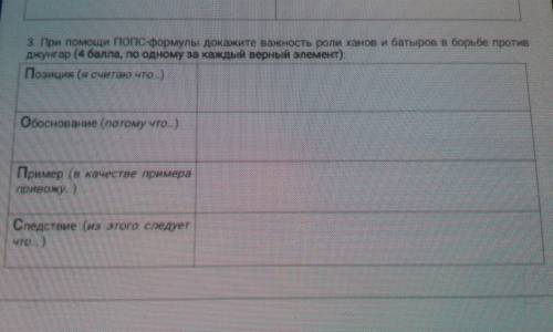 При ПОПС-формулы докажите важность роли ханов и батыров в борьбе против джунгар Позиция (я считаю чт