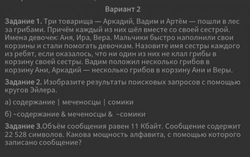 задание с пояснением а 2 и 3 просто ответ