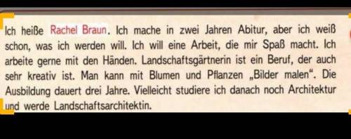 Прочитайте текст. Отметьте высказывания 1-6: правильно (richtig) , неправильно (falsch) 1.Rachel mac