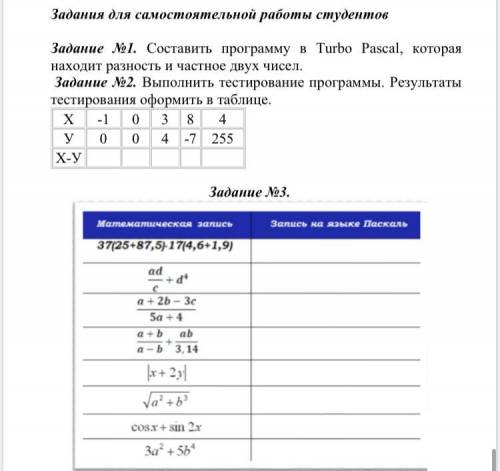 выполнить задания по ИНФОРМАТИКЕ