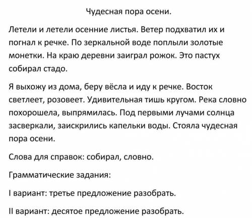 сделать 2 задания (2 варианта) по русскому языку. Необходимо разобрать определенное предложение по г