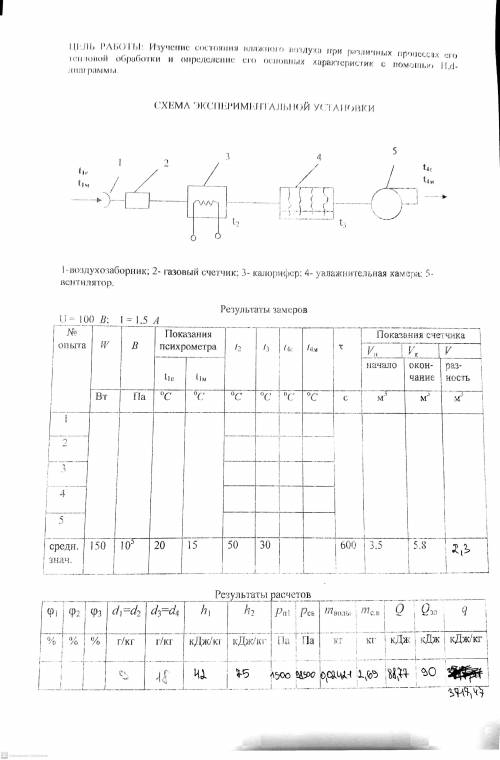 По hd – диаграмме определить и занести в таблицу 2 значение следующих параметров: относительную влаж