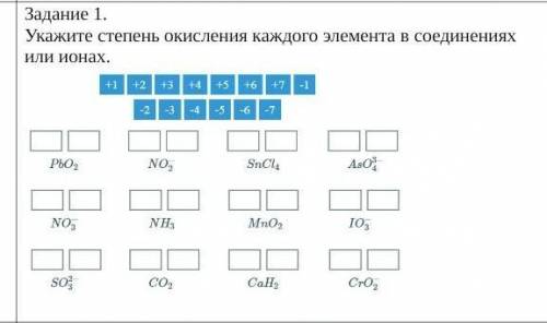 Укажите степень окисления каждого элемента в соединениях или ионах. ​