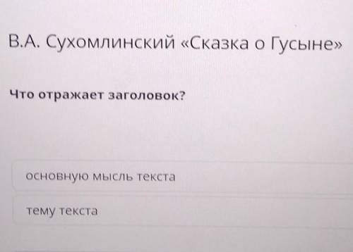 В.А. Сухомлинский «Сказка о Гусыне» Что отражает заголовок?основную мысль текстатему текста​