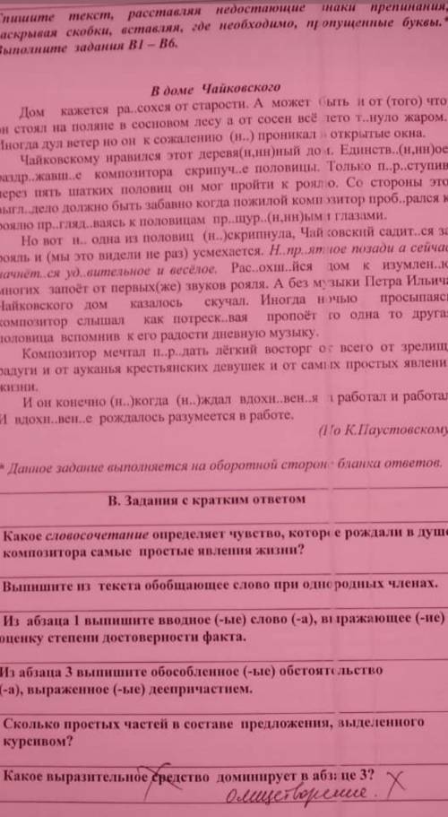 дам, Текст писать не нужно,напишите задания В1,В2,В3,В4,В5,В6 по тексту