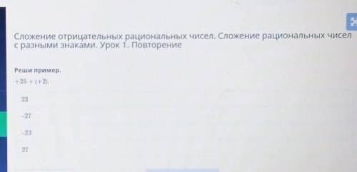 сложение отрицательных рациональных чисел в сложения рациональных чисел с разными знаками Урок 1 пов