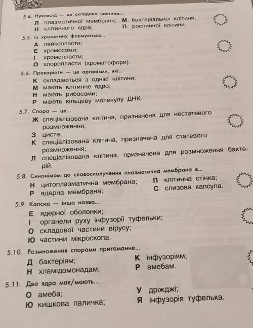 5.1. На початку поділу клітини... Ж) Утворюються ядерні оболонки дочірніх клітин;З) відбувається фор