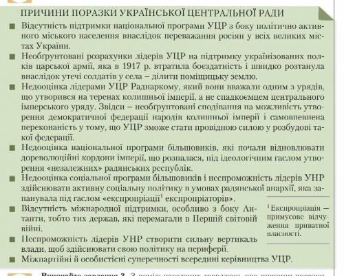 З-поміж наведених тверджень про причини поразки Української Центральної Ради оберіть три, які вважає