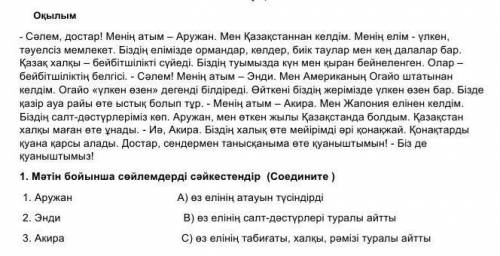 здесь нужно прочитать текст и соединить предложения которые написаны под текстом ЗАРАНЕЕ