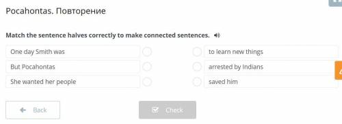 Pocahontas. Match the sentence halves correctly to make connected sentences(Help pleas)
