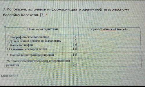 Используя,источники информации дайте оценку нефтегазоносному бассейну Казахстан.​