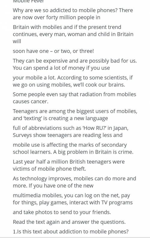 Is this text about addiction to mobile phone? A) No,it is not B)Yes,it is c)No informationD)Neither