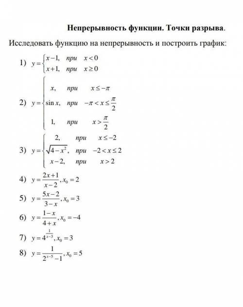 Непрерывность функции. Точки разрыва.​