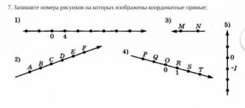 7. Запишите номера рисунков на которых изображены координатные прямые:​