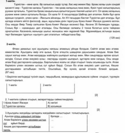 Оқылым Читайте текст. (1-2) Выполняете задания 1) По содержанию текстов сравните типы по теме,структ