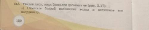 И 443. Увидев лису, волк бросился догонять ее (рис. 3.17).1) Отметьте буквой положение волка запишит