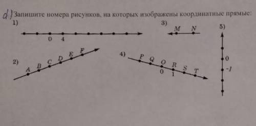 Запишите номера рисунков на которых изображены координатные прямые​