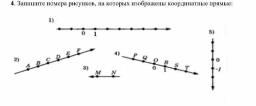 Запишите номера рисунков, на которых изображены координатные прямые:​