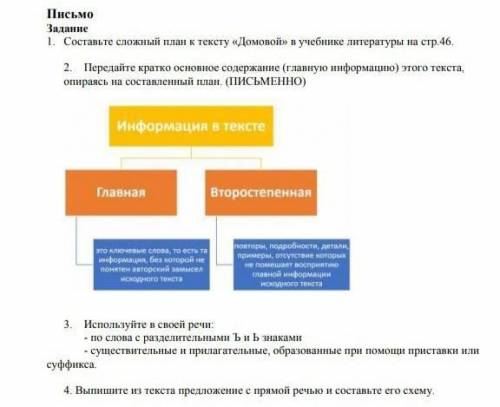 Составьте сложный план к тексту домовой передайте кратко основное содержание то есть главную информа