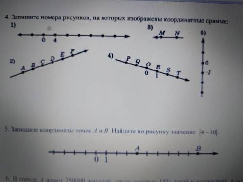 Посмотрите рисунок. Запишите номера, на которых изображены координатные прямые