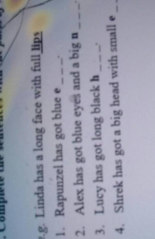 Complete the sentences with the parts of the body. g. Linda has a long face with full lips1. Rapunze