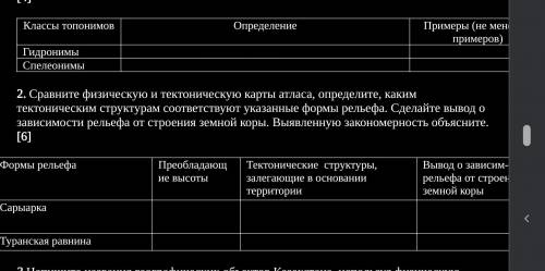 Сравните физическую и тектоническую карты атласа, определите, каким тектоническим структурам соответ