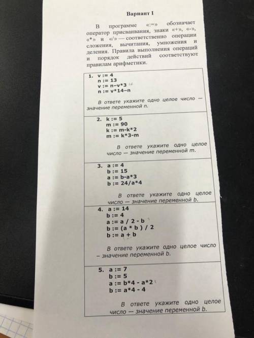 в программе := обозначает оператор присваивания, знаки +, -, * и / - соответственно операц