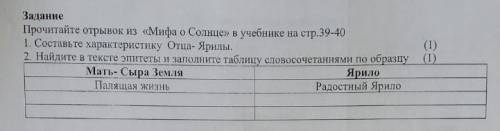 Прчитайте отрывок «Мифы о Солнце» в учебнике на странице «39-40 1)Составтье характерику Отца-Ярилы?