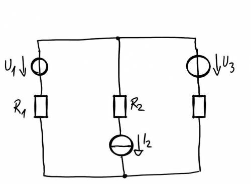 Дано: U₁=15V, I₂=50мА, U₃=30V, R1=1000 Ом , R₂=700 Ом, R₃=500 Ом Знайти: P₁₂ , Ii , Ui , Pu₁ ?