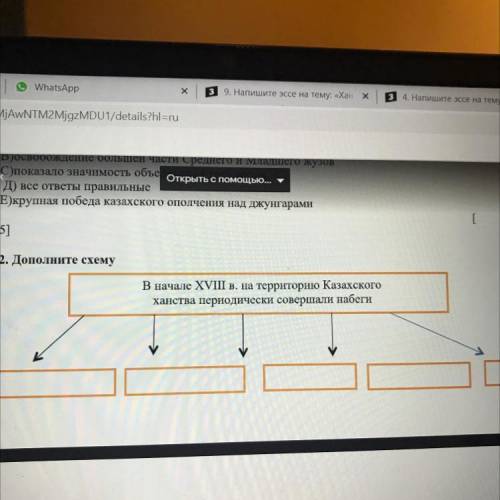 2. Дополните схему В начале XVII в. на территорию Казахского ханства периодически совершали набеги