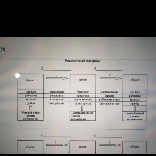 Раздаточный материал 1 2 2 объект архив объект одежда рубашка молоко грибы упаковали разрезали выпар