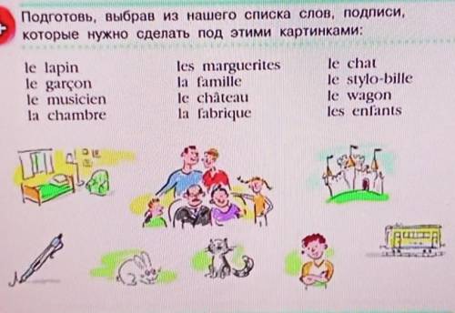 Подготовь, выбрав из нашего списка слов, подписи,которые нужно сделать под этими картинками​