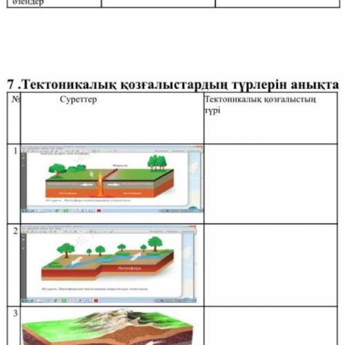 Тектоникалык козгалыстардын турлерын аныкта