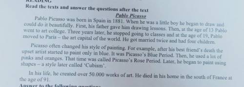 Answer to the following questions 1. When and where was Picasso born?2. Which countries did he live