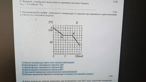 7. Проанализируйте график зависимости температуры от времени при плавлении и кристаллизации и ответь