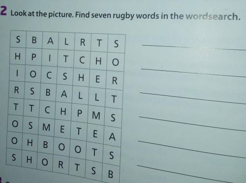 Look at the picture. find seven rugby Worlds in the wordsearc