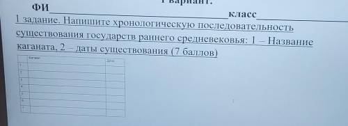 1 задание. Напишите хронологическую последовательность существования государств раннего средневековь