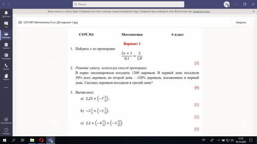 СОЧ по математике в течении 30 минут