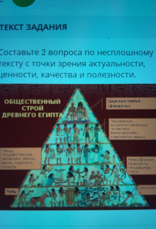 составьте 2 вопроса по несплошному тексту с точки зрения актуальности, ценности, качества и полезнос