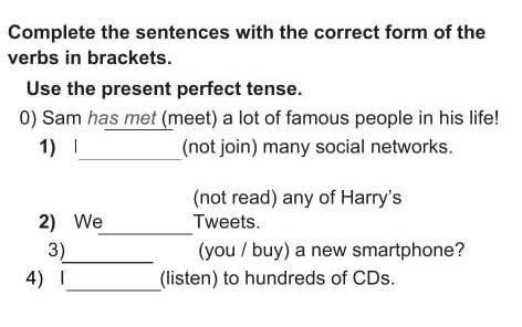 Complete the sentences with the correct form of the verbs in brackets.​