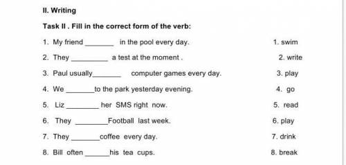 Fill in the correct form of the verb​