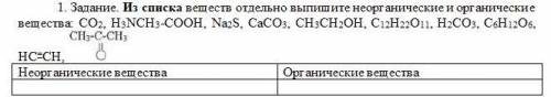 Решите тут нужно распределить вещества на органические и неорганические