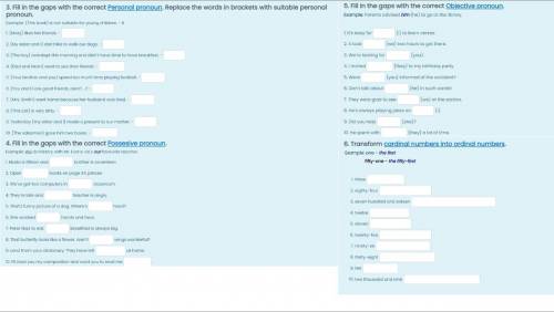 Fill in the gaps with the correct Personal pronoun. Replace the words in brackets with suitable pers