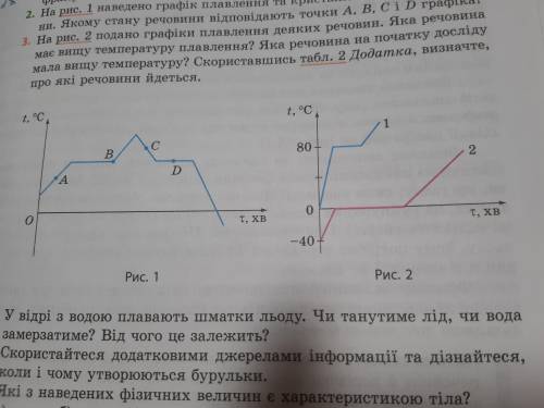 2. На рис. 1 наведено графік плавления та кристалізації деякої речовини. Якому стану речовини відпов